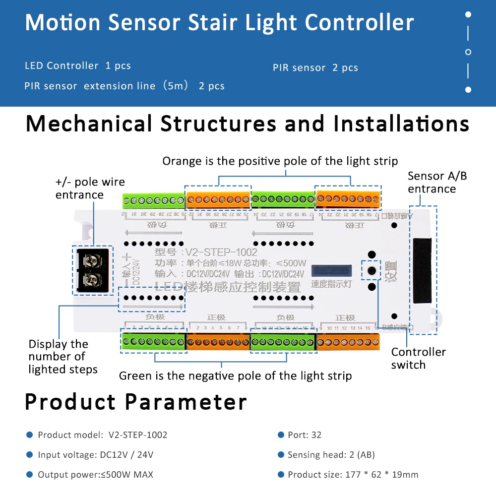 12V LED Stair PIR Motion Senso - Motion Sensor Pir Wired reseña y precio