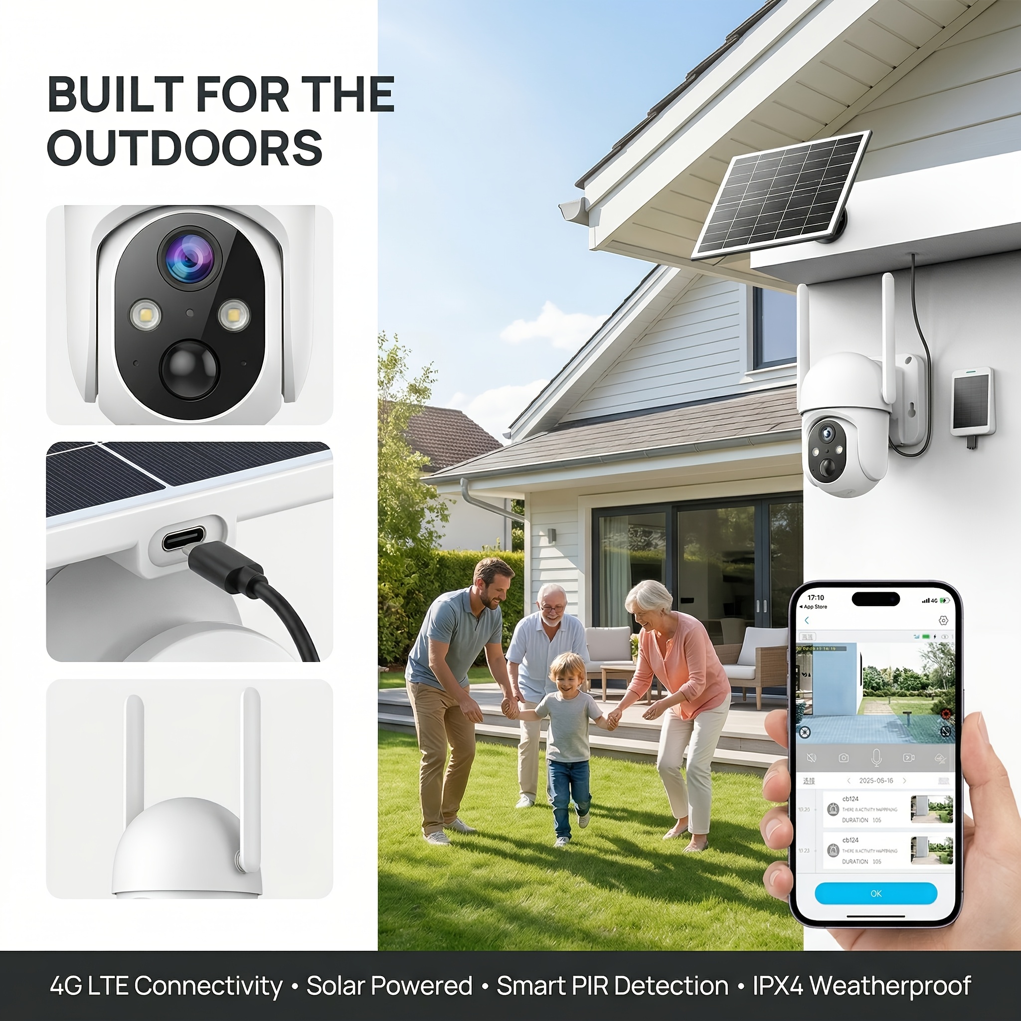 2-in-1 Solar Security Camera w - Motion Sensor Pir Wired reseña y precio