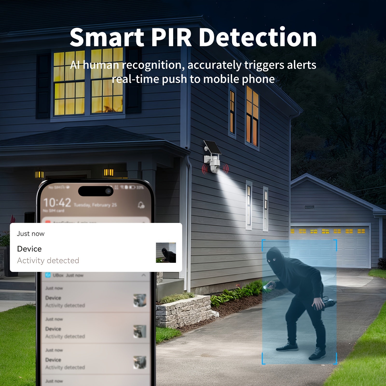 2-in-1 Solar Security Camera w - Motion Sensor Pir Wired reseña y precio