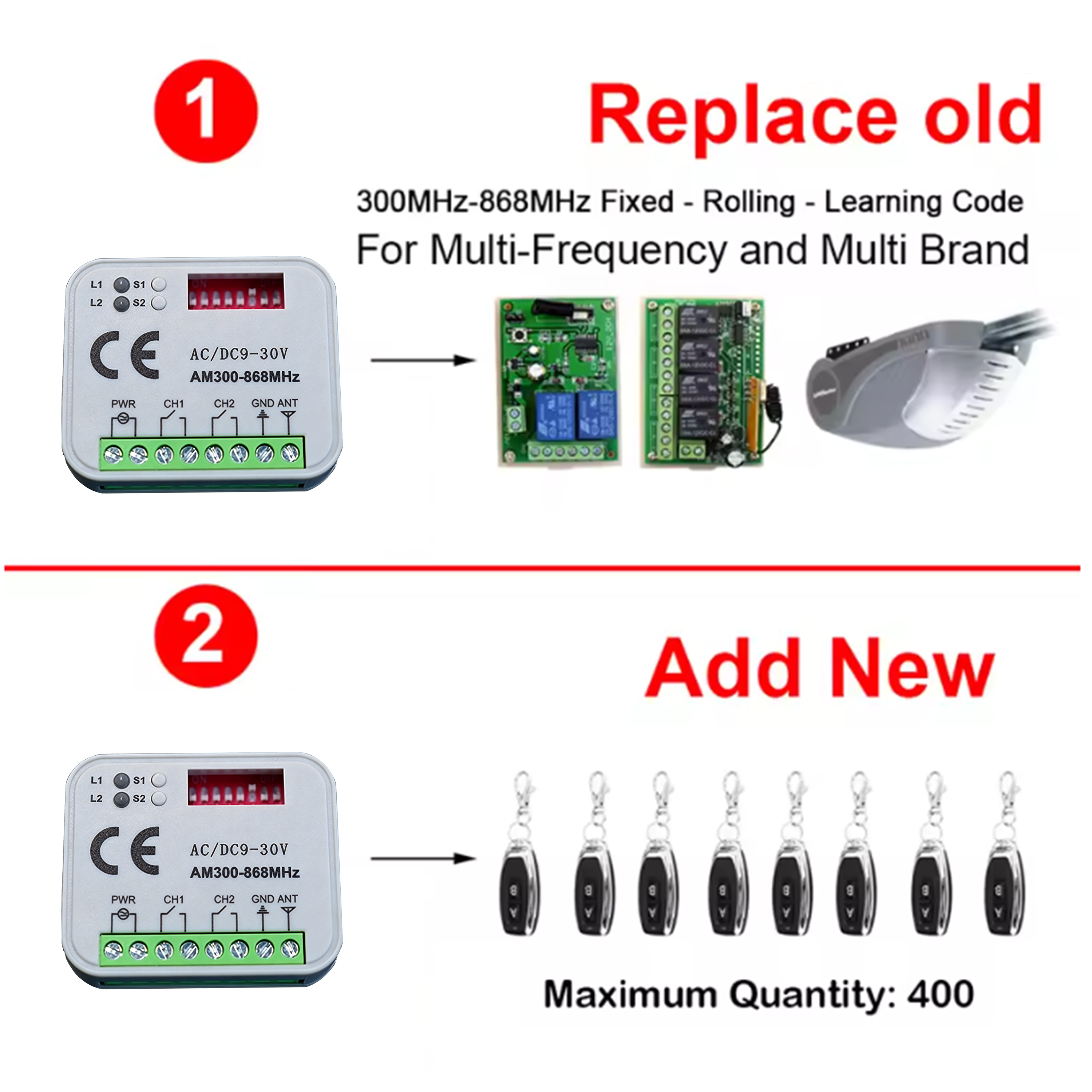 Garage Door Receiver 433MHz 30 - 433Mhz Receiver Module reseña y precio