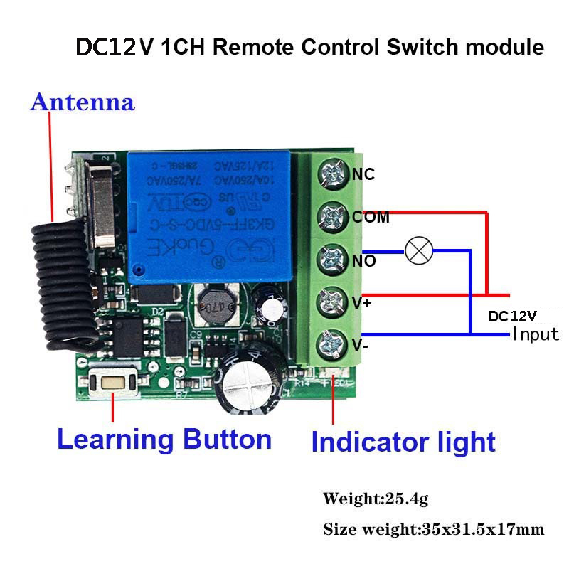 DC 12V 10A Relay Receiver Mini - 433Mhz Receiver Module reseña y precio