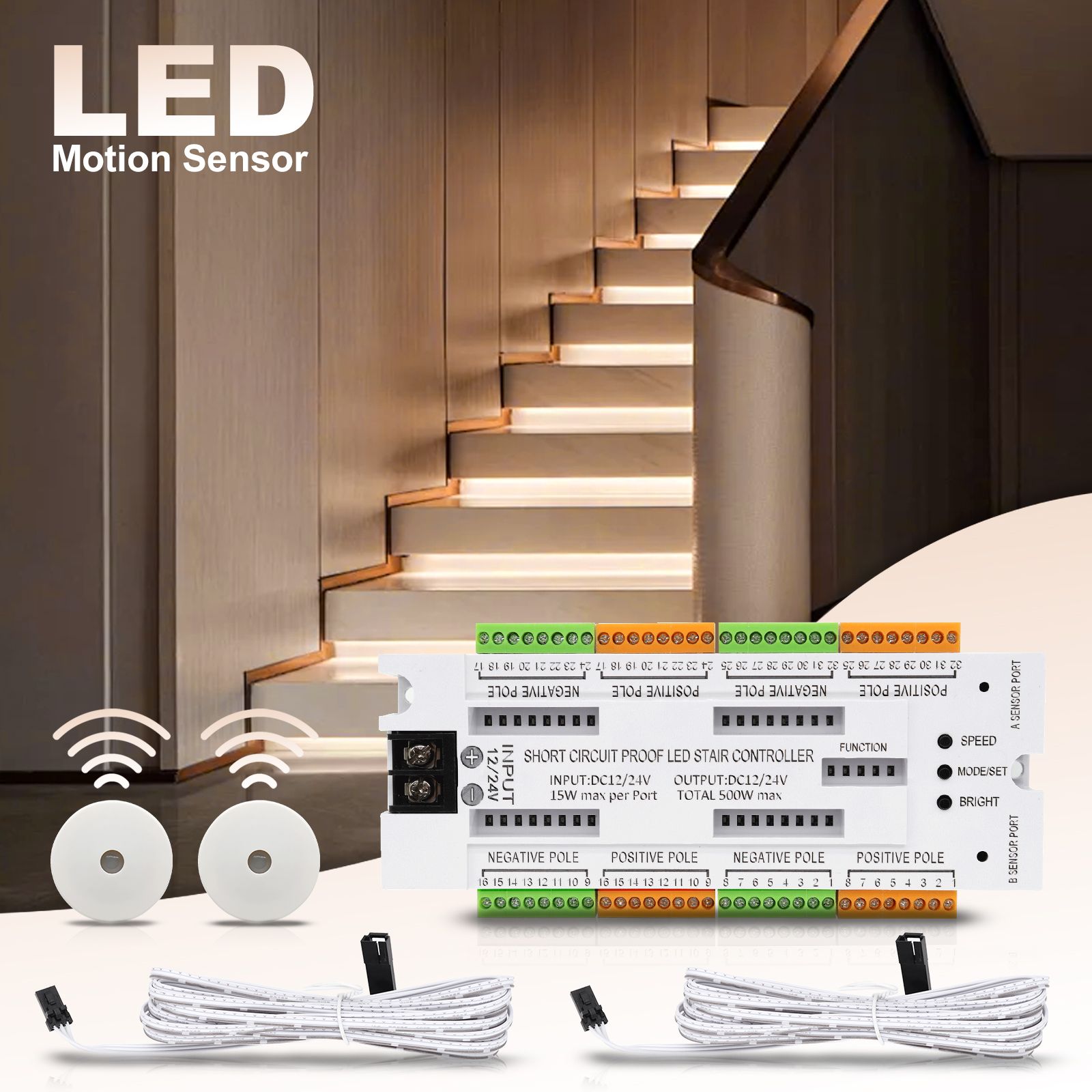 1-32 Steps Indoor Stair Light  - Motion Sensor Pir Wired reseña y precio