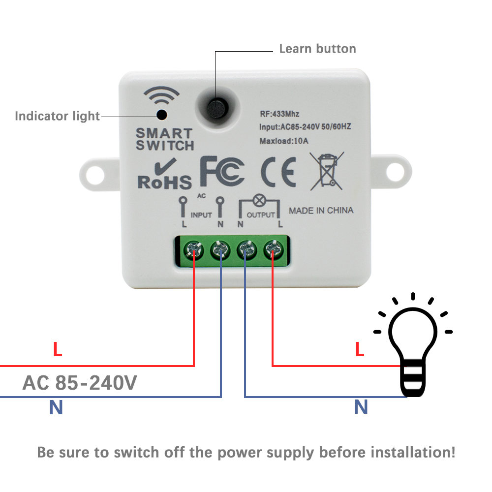 220V 1CH Wireless Remote Contr - 433Mhz Receiver Module reseña y precio